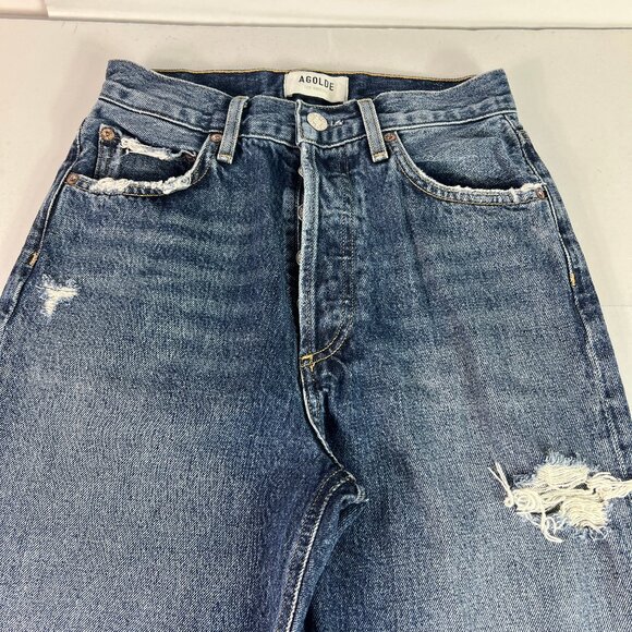 AGOLDE Jeans Women's 25x28* 90s Pinch High Rise Straight Ankle Blue Denim Tag 24 - Picture 2 of 16